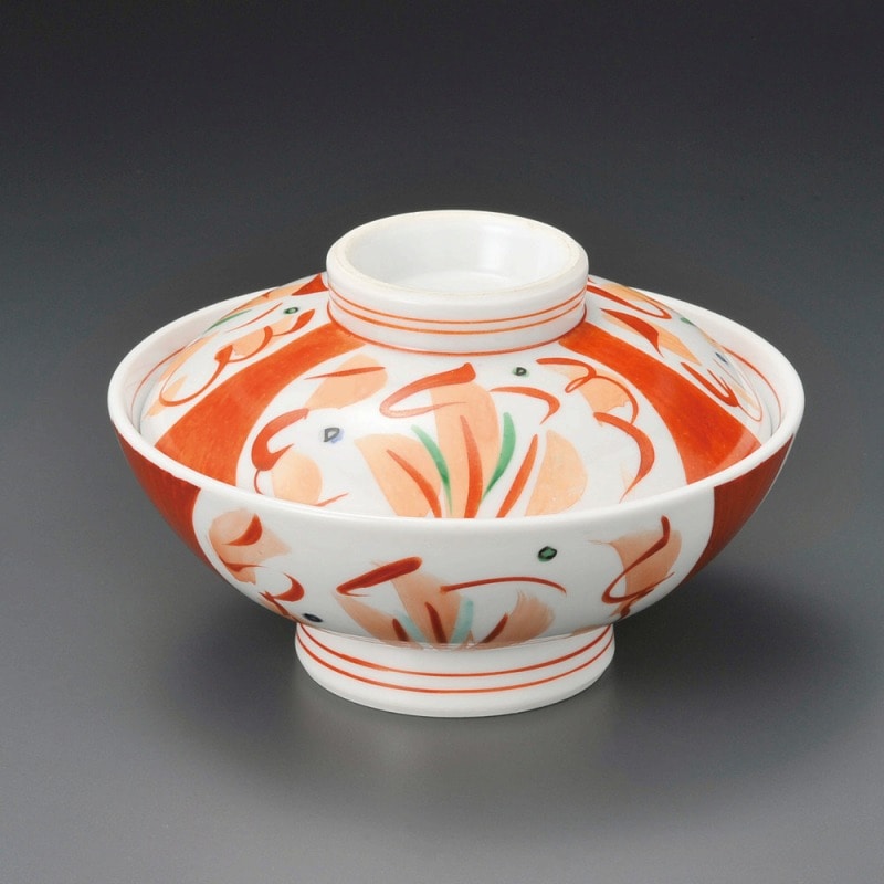 金正陶器 赤絵間取6.0平蓋丼 1個(ご注文単位1個)【直送品】