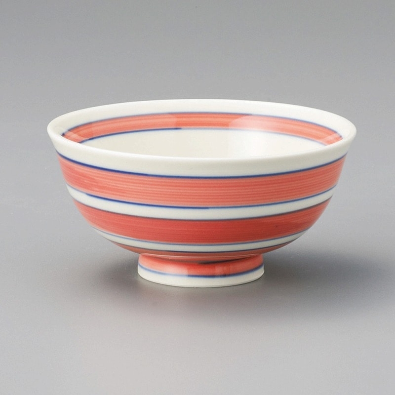 金正陶器 アイボリー二色ライン汁碗(赤) 1個(ご注文単位1個)【直送品】