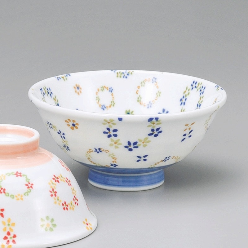 金正陶器 フラワーリース青軽量反茶碗(大) 1個(ご注文単位1個)【直送品】