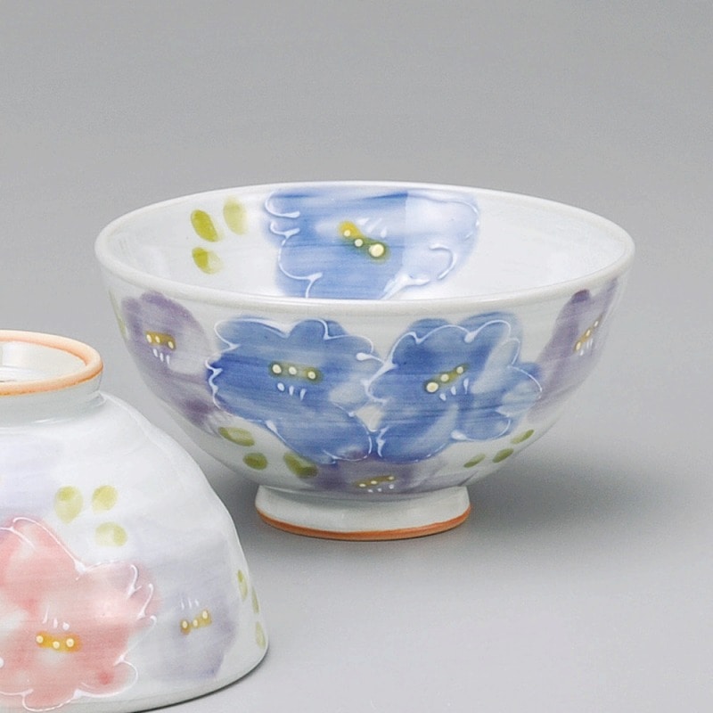 金正陶器 花束茶碗ブルー 1個(ご注文単位1個)【直送品】