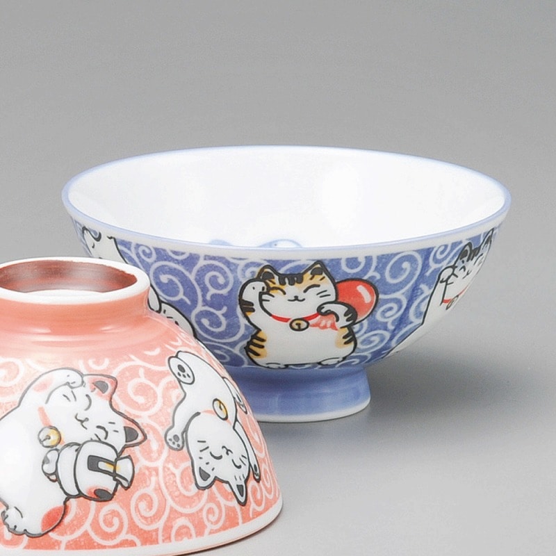 金正陶器 唐草招猫大平(ブルー) 1個(ご注文単位1個)【直送品】