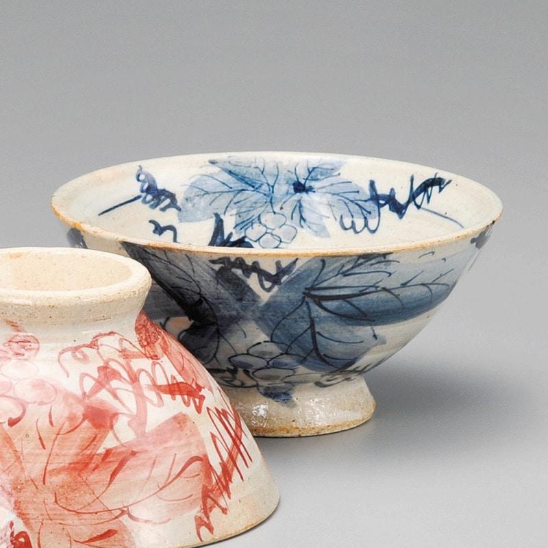 金正陶器 染ぶどう茶漬碗(青) 1個(ご注文単位1個)【直送品】