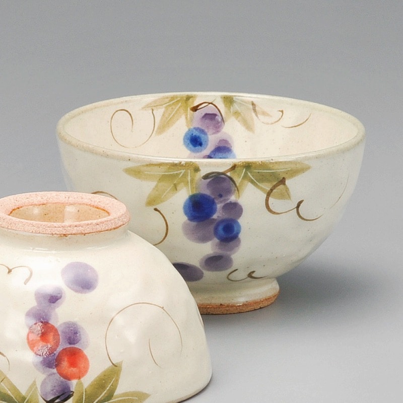 金正陶器 二彩ぶどう茶碗 青(大) 1個(ご注文単位1個)【直送品】