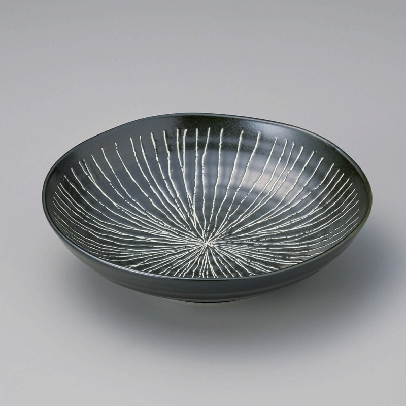 金正陶器 黒そぎ麺皿 1個(ご注文単位1個)【直送品】
