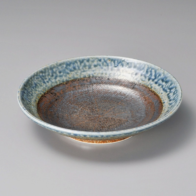 金正陶器 民芸藍流し玉渕7.5麺皿 1個(ご注文単位1個)【直送品】