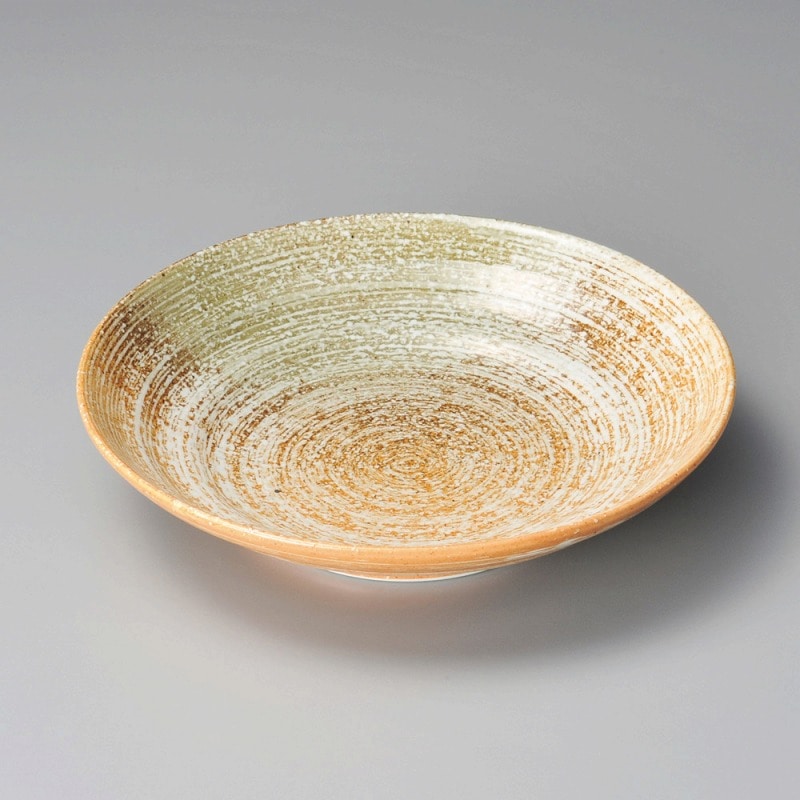 金正陶器 刷毛目織部7.5麺皿 1個(ご注文単位1個)【直送品】