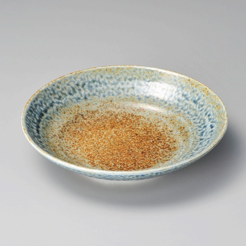 金正陶器 砂地藍流し7.5ミツワ麺皿 1個(ご注文単位1個)【直送品】