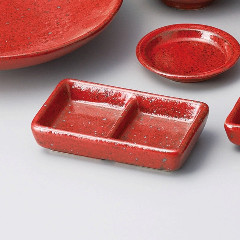 金正陶器 紅柚子二ッ仕切皿 1個(ご注文単位1個)【直送品】