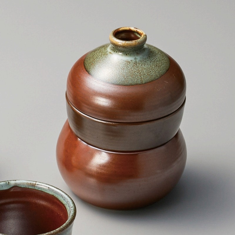 金正陶器 柿釉うのふ流し三段徳利蒸し 1個(ご注文単位1個)【直送品】