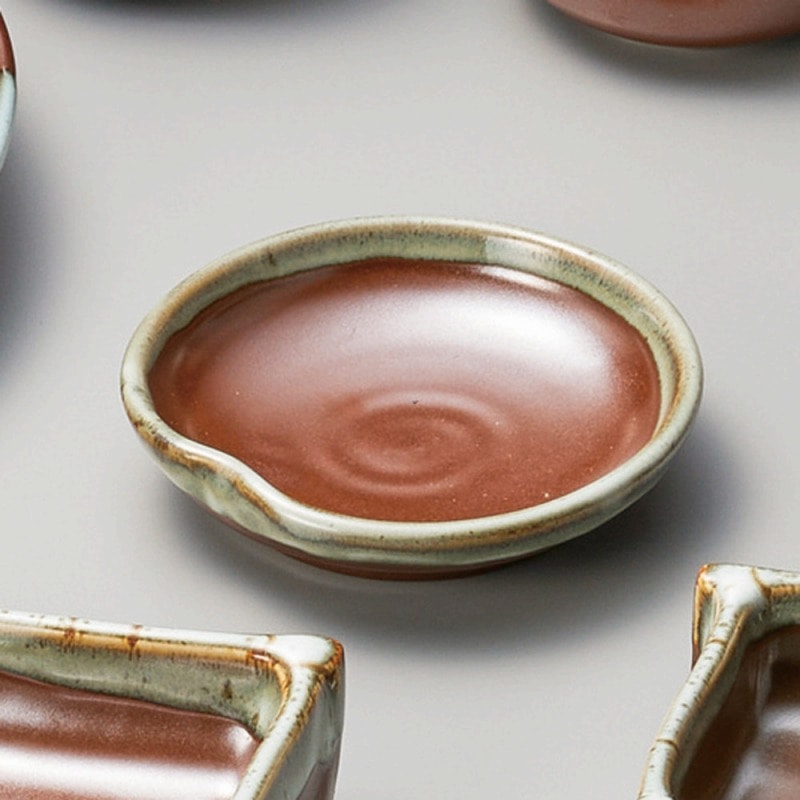 金正陶器 柿釉うのふ流し薬味皿 1個(ご注文単位1個)【直送品】