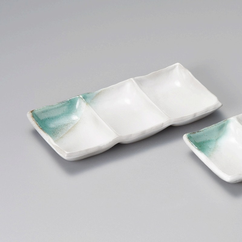 金正陶器 海山(緑)三品盛 1個(ご注文単位1個)【直送品】