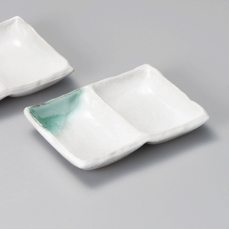 金正陶器 海山(緑)二品盛 1個(ご注文単位1個)【直送品】