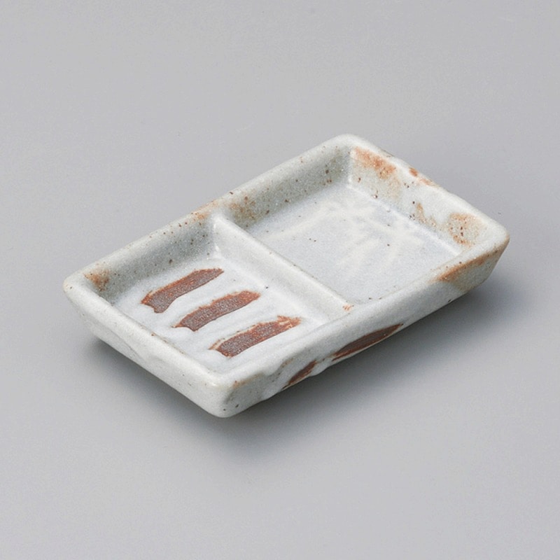 金正陶器 銀志野芦(土物)二ツ切やくみ皿 1個(ご注文単位1個)【直送品】