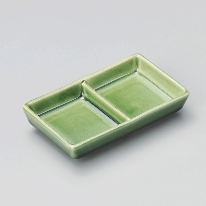 金正陶器 織部長角二つ仕切皿 1個(ご注文単位1個)【直送品】