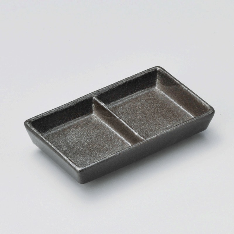 金正陶器 瀬戸黒長角二つ仕切皿 1個(ご注文単位1個)【直送品】