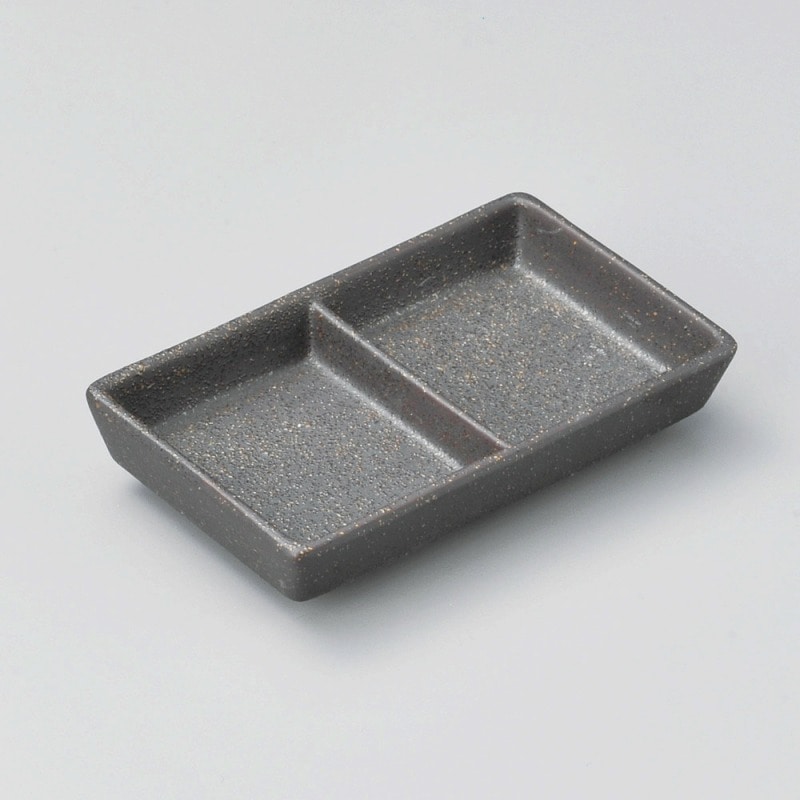 金正陶器 鉄結晶長角二つ仕切皿 1個(ご注文単位1個)【直送品】