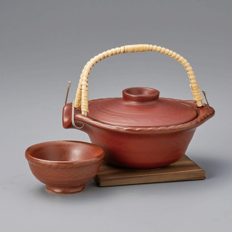 金正陶器 鉄赤平形土瓶むし 1個(ご注文単位1個)【直送品】