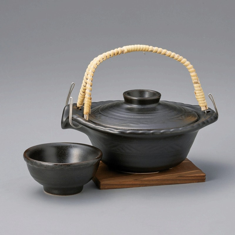 金正陶器 黒釉平型土瓶むし 1個(ご注文単位1個)【直送品】