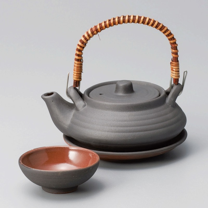 金正陶器 黒釉平形土瓶むし 1個(ご注文単位1個)【直送品】