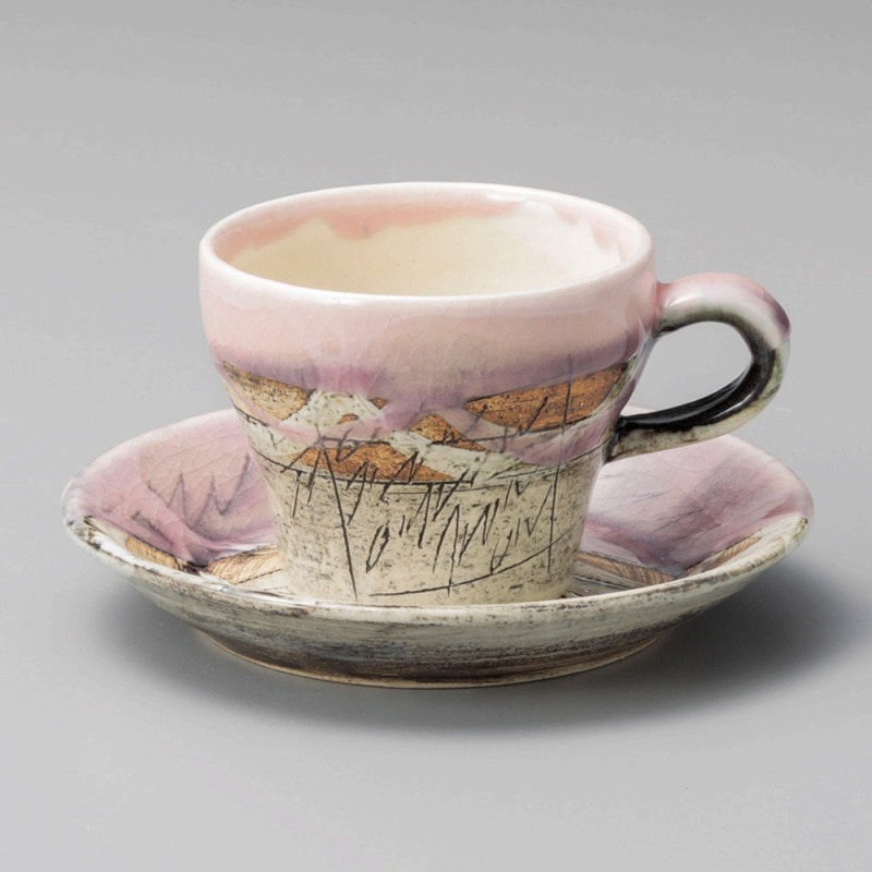 金正陶器 ピンクキネ形コーヒー受皿 1個 ※ソーサー単品のみ(ご注文単位1個)【直送品】