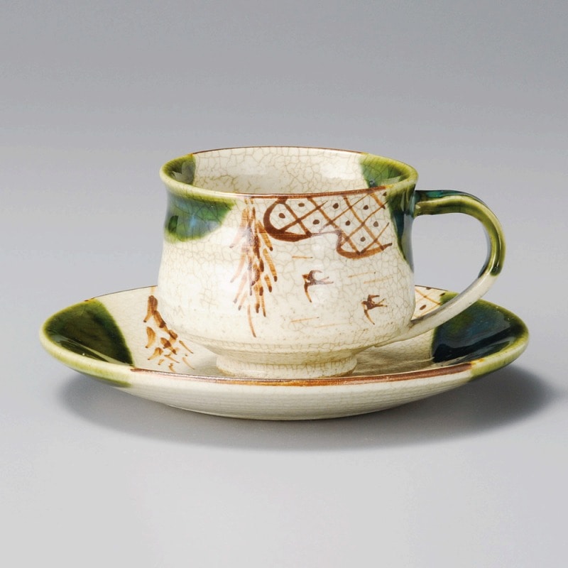 金正陶器 織部つばめコーヒー碗(手造り) 1個 ※カップ単品のみ(ご注文単位1個)【直送品】