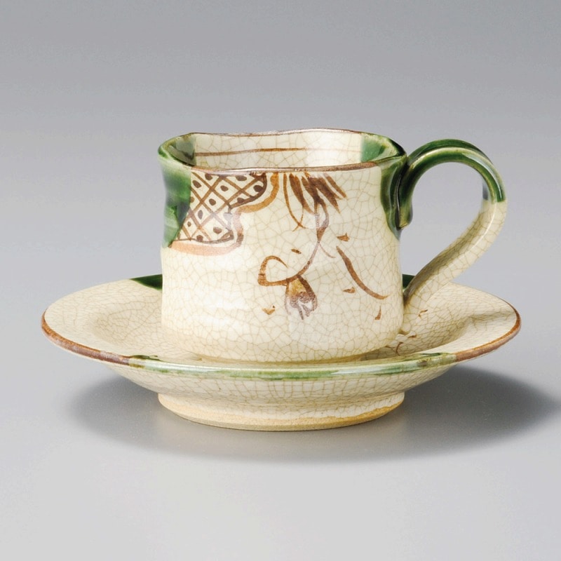 金正陶器 織部つるし柿コーヒー碗(手造り) 1個 ※カップ単品のみ(ご注文単位1個)【直送品】