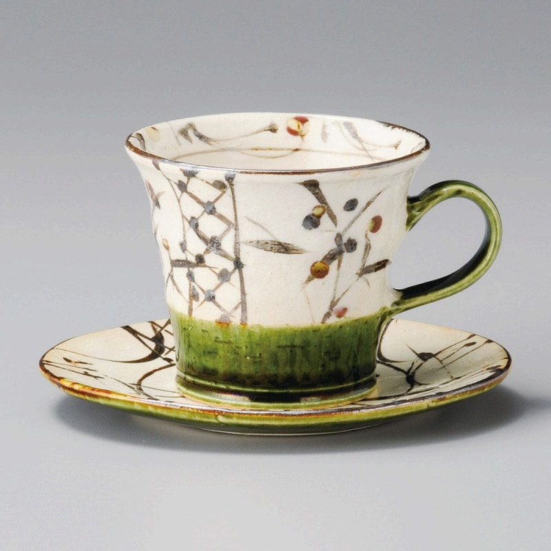 金正陶器 織部芦コーヒー碗 1個 ※カップ単品のみ(ご注文単位1個)【直送品】