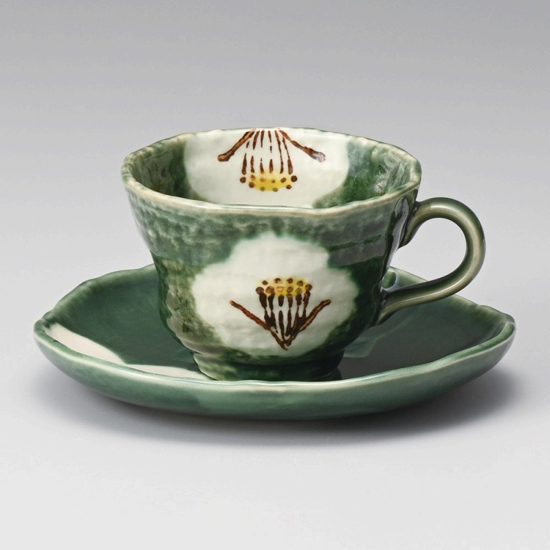 金正陶器 織部椿コーヒー受皿 1個 ※ソーサー単品のみ(ご注文単位1個)【直送品】