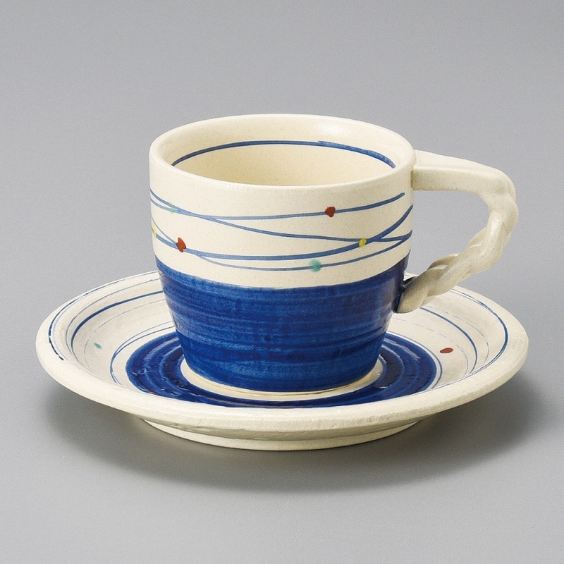 金正陶器 点彩渦(紺)コーヒー碗 1個 ※カップ単品のみ(ご注文単位1個)【直送品】