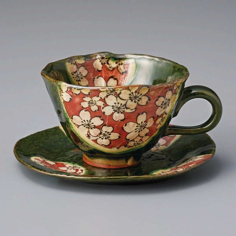 金正陶器 織部舞桜コーヒー碗 1個 ※カップ単品のみ(ご注文単位1個)【直送品】