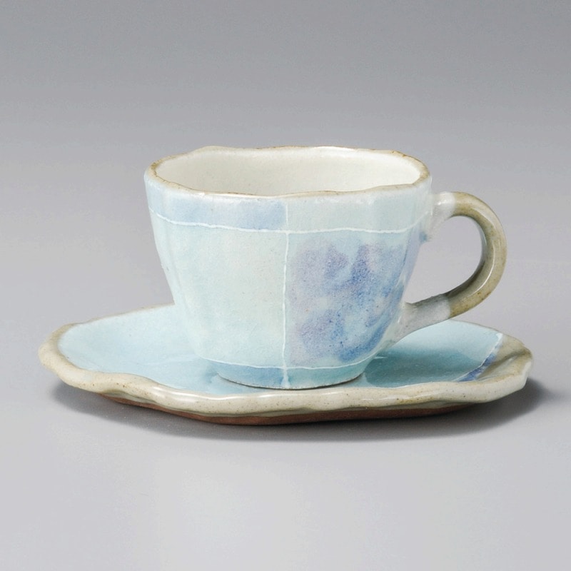 金正陶器 ブルー色十草タタラコーヒー碗 1個 ※カップ単品のみ(ご注文単位1個)【直送品】