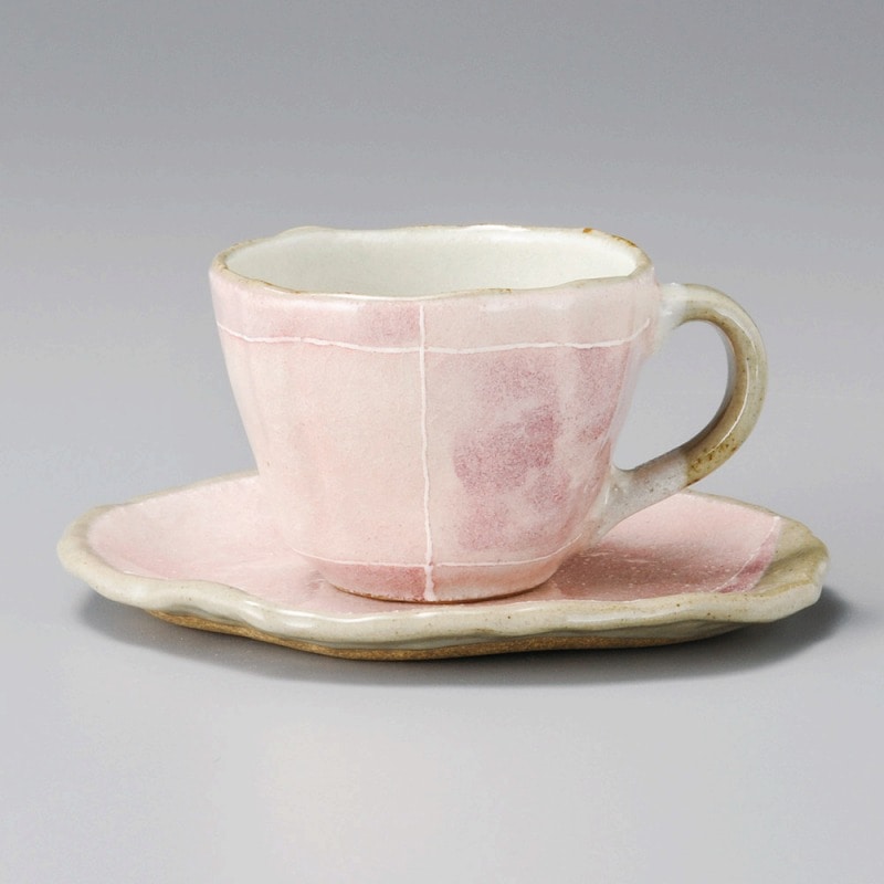金正陶器 ピンク色十草タタラコーヒー碗 1個 ※カップ単品のみ(ご注文単位1個)【直送品】