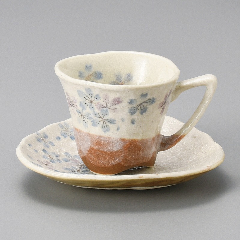 金正陶器 平安桜(青)ｺｰﾋｰ受皿 1個 ※ソーサー単品のみ（ご注文単位1個）【直送品】