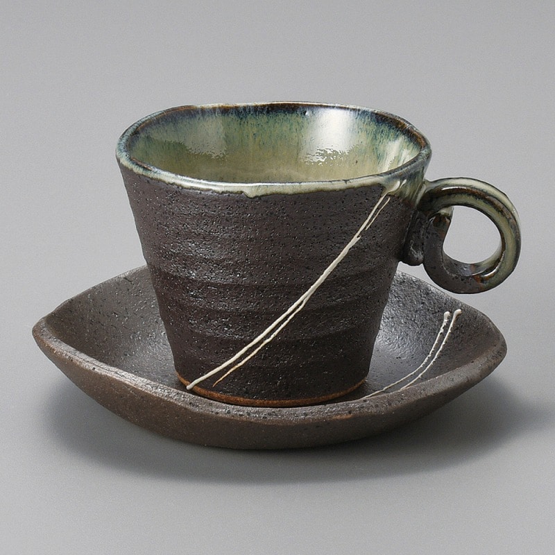 金正陶器 黒流星さざ波コーヒー皿 1個 ※ソーサー単品のみ(ご注文単位1個)【直送品】