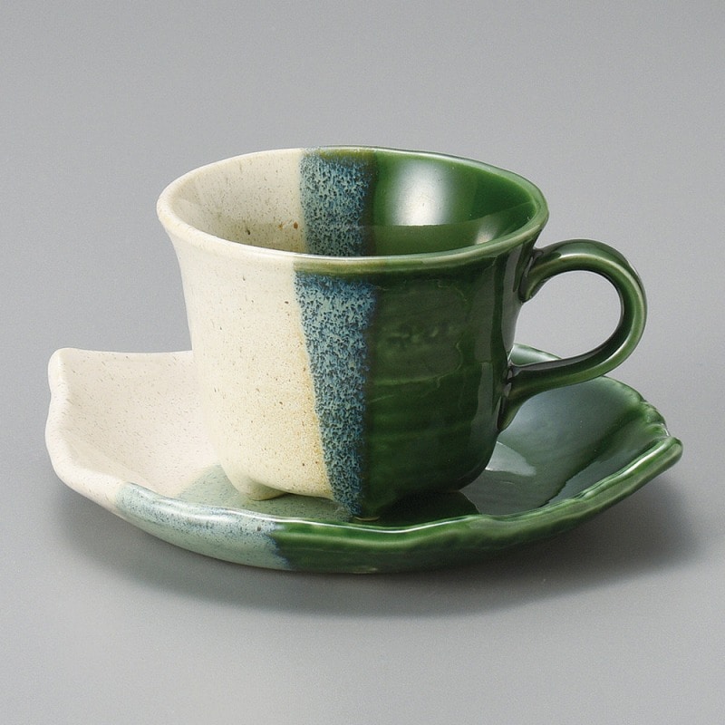 金正陶器 織部木の葉コーヒー皿 1個 ※ソーサー単品のみ(ご注文単位1個)【直送品】