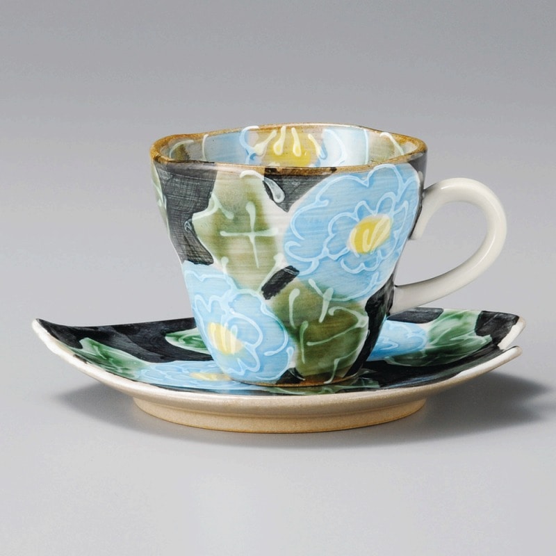 金正陶器 青いボタン花びら受皿 1個 ※ソーサー単品のみ(ご注文単位1個)【直送品】