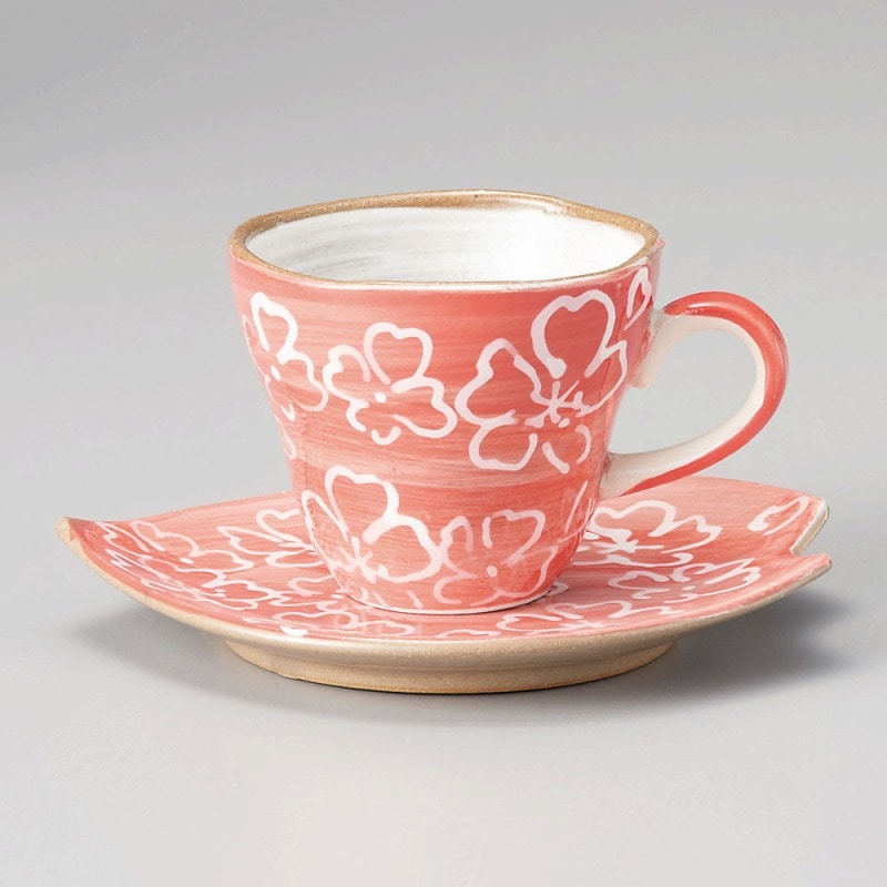 金正陶器 マット赤桜花びら受皿 1個 ※ソーサー単品のみ(ご注文単位1個)【直送品】