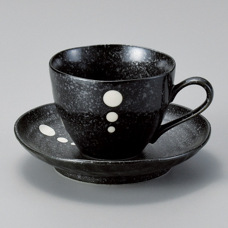 金正陶器 ドット黒コーヒー皿 1個 ※ソーサー単品のみ(ご注文単位1個)【直送品】