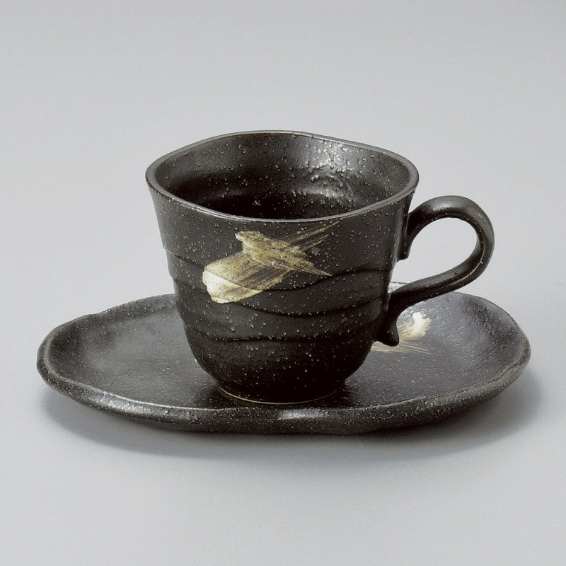 金正陶器 さざ波黒コーヒー皿 1個 ※ソーサー単品のみ(ご注文単位1個)【直送品】