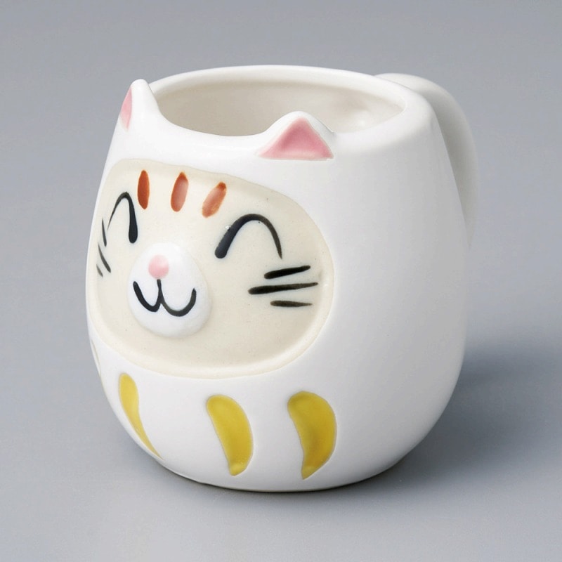 金正陶器 猫だるま 白ﾏｸﾞ 1個（ご注文単位1個）【直送品】