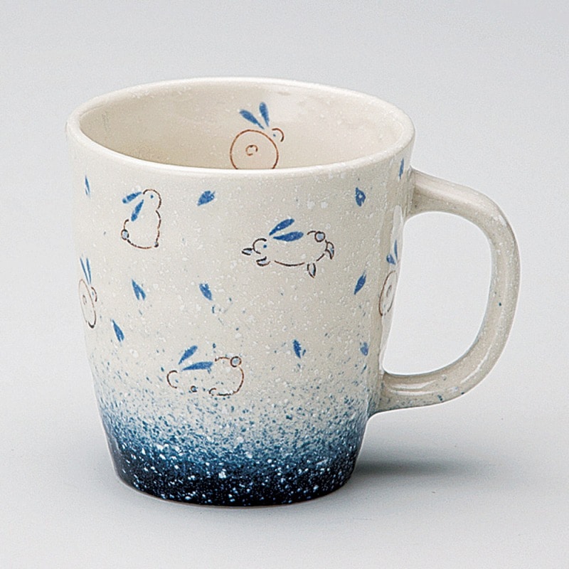 金正陶器 跳ねうさぎマグ(BL) 1個(ご注文単位1個)【直送品】