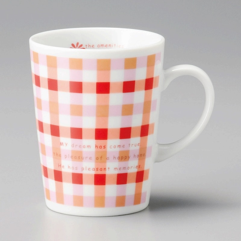 金正陶器 チェックピンクマグ 1個(ご注文単位1個)【直送品】