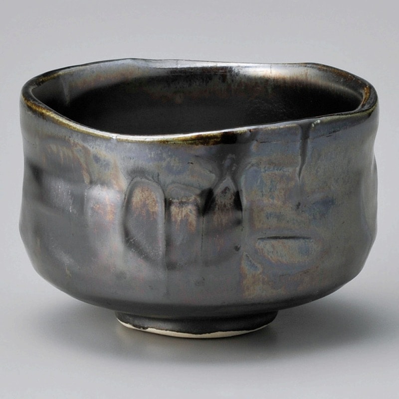 金正陶器 黒パール削ぎ型抹茶碗 1個(ご注文単位1個)【直送品】