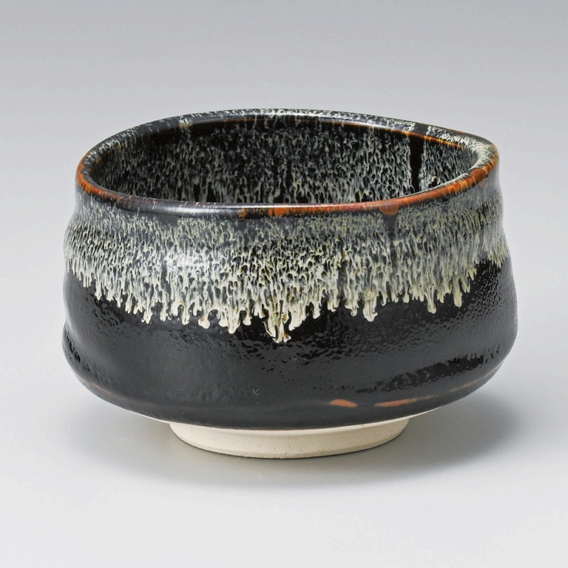 金正陶器 柚子天目白流し抹茶碗 1個(ご注文単位1個)【直送品】
