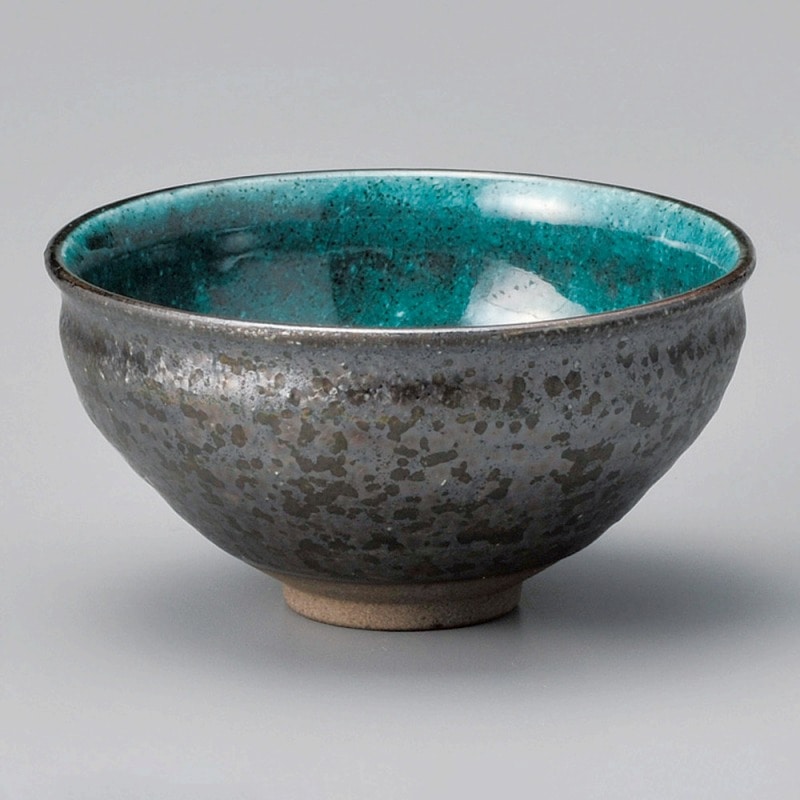 金正陶器 鉄結晶塗分(トルコ)京型抹茶碗 1個(ご注文単位1個)【直送品】