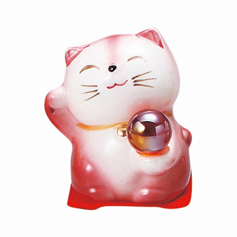 金正陶器 開運風水ミニ猫(桃色) 1個(ご注文単位1個)【直送品】