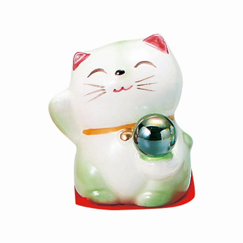 金正陶器 開運風水ミニ猫(緑色) 1個(ご注文単位1個)【直送品】