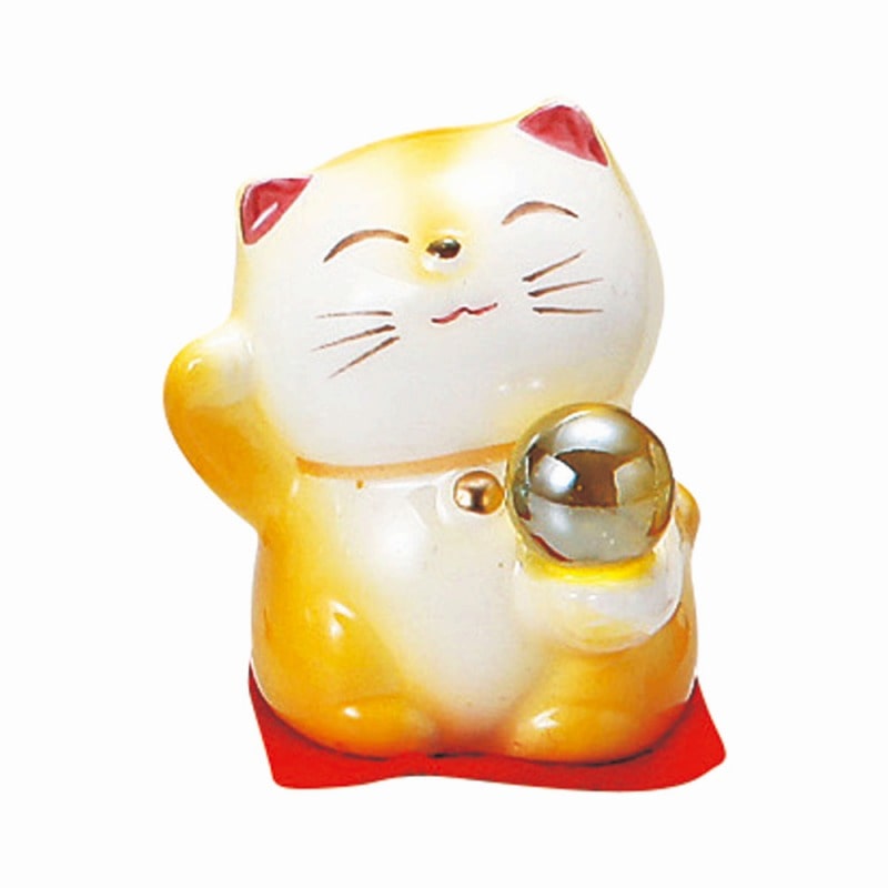金正陶器 開運風水ミニ猫(黄色) 1個(ご注文単位1個)【直送品】