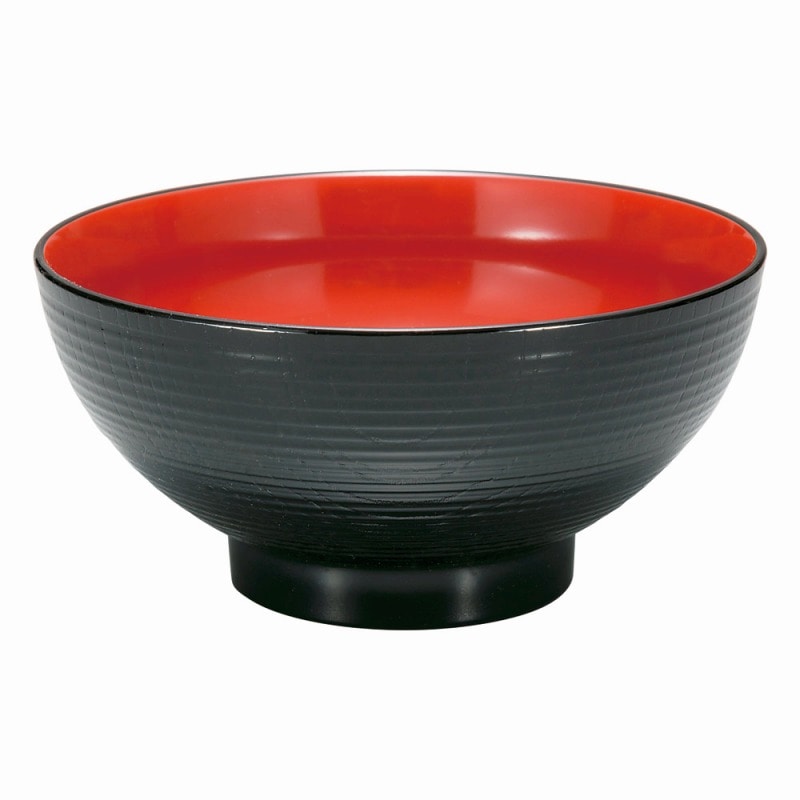 金正陶器 黒内朱 木目乱筋丼6寸 1個(ご注文単位1個)【直送品】