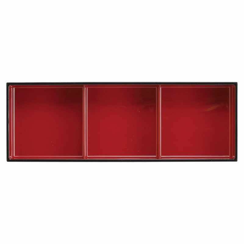 金正陶器 [TA]四季弁当3ﾂ仕切 溜ﾊﾟｰﾙ内朱 1個（ご注文単位1個）【直送品】